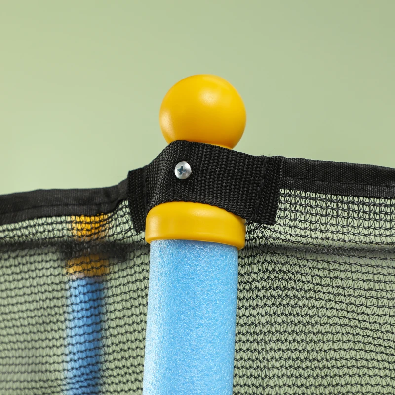 HOMCOM Kindertrampolin Ø 1,75 × 1,90H m Sicherheitsnetz Reißverschlusstür Federabdeckung 6 gepolsterte Pfosten Schwarz Rot Blau