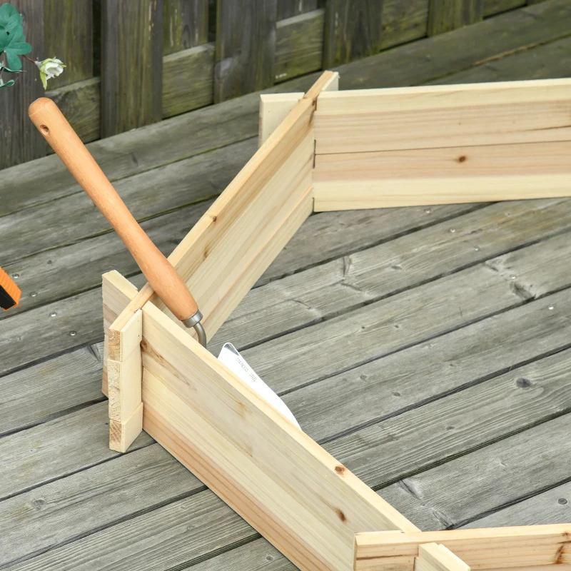 Outsunny Jardinière surélevée hexagonale DIY Bac à Plantes en Bois pour Jardin Balcon Naturel 100 x 92 x 16 cm