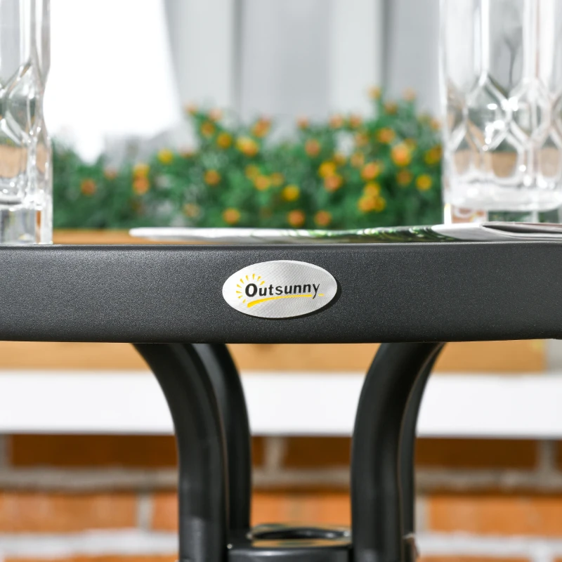 Outsunny Gartenmöbel-Set Gartenmöbel aus PE-Rattan 3-teilig 2 Sessel + 1 Couchtisch gehärtete Glasplatte