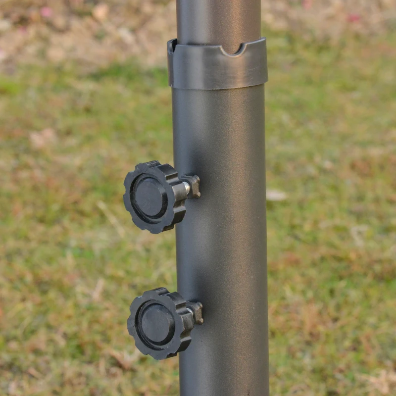 Outsunny Sonnenschirm XXL Gartenmaß 4,6L x 2,7B x 2,4H m Öffnung und Schließung mit Kurbel Fuß & Gegengewicht inklusive Stahl Polyester mit hoher Dichte Sandsäcke und Sonnenschirmfuß inklusive Bordeaux