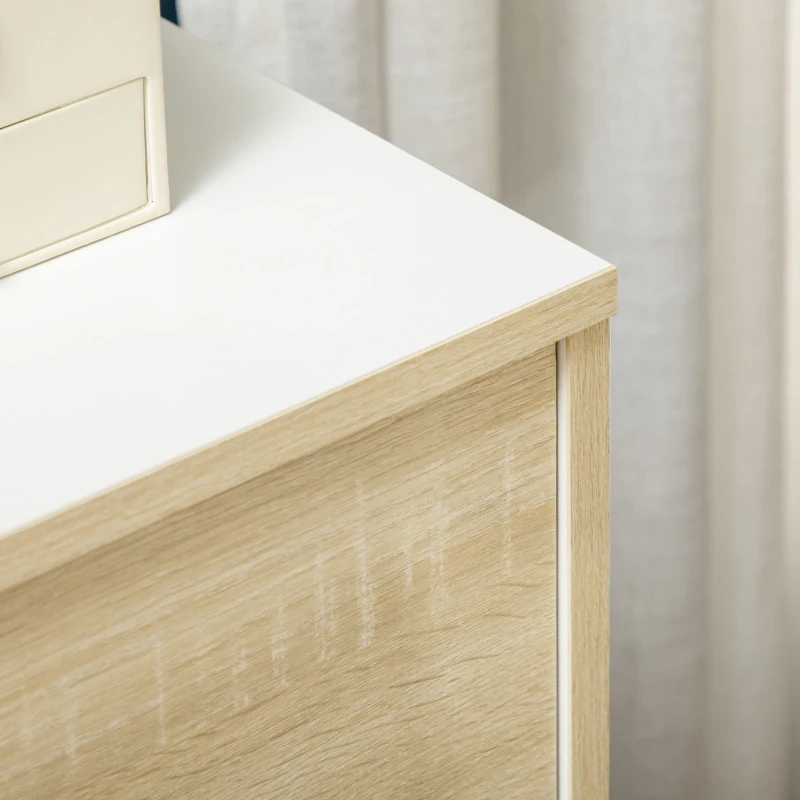 HOMCOM Kommode mit 3 Schubladen Aufbewahrungsschrank Zweifarbig Weiß und Holz-Optik - 75 x 42 x 75 cm