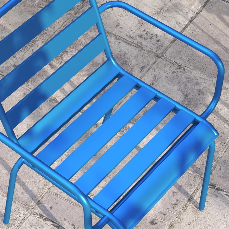 Outsunny 3-teiliges Gartenbistro-Set, Gartensitzgruppe mit 2 stapelbaren Stühlen mit Armlehnen + runden Beistelltisch aus Stahl