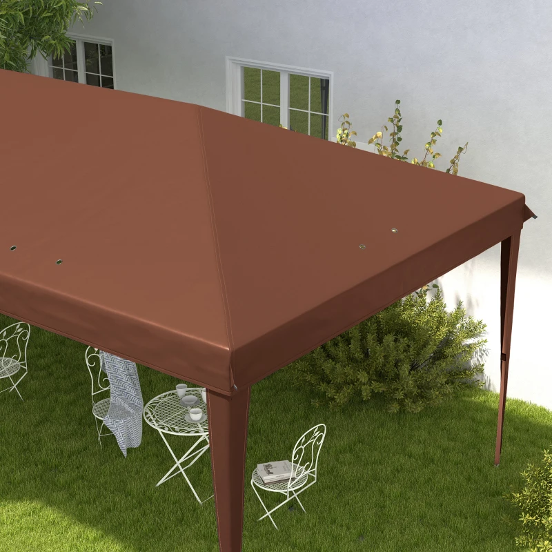 Outsunny Tonnelle 6 x 3 m Garten-Pavillon-Zelt Pop-up-Falt-Zelt Tragetasche inklusive Epoxidstahl Oxford Hochdichtes Braun