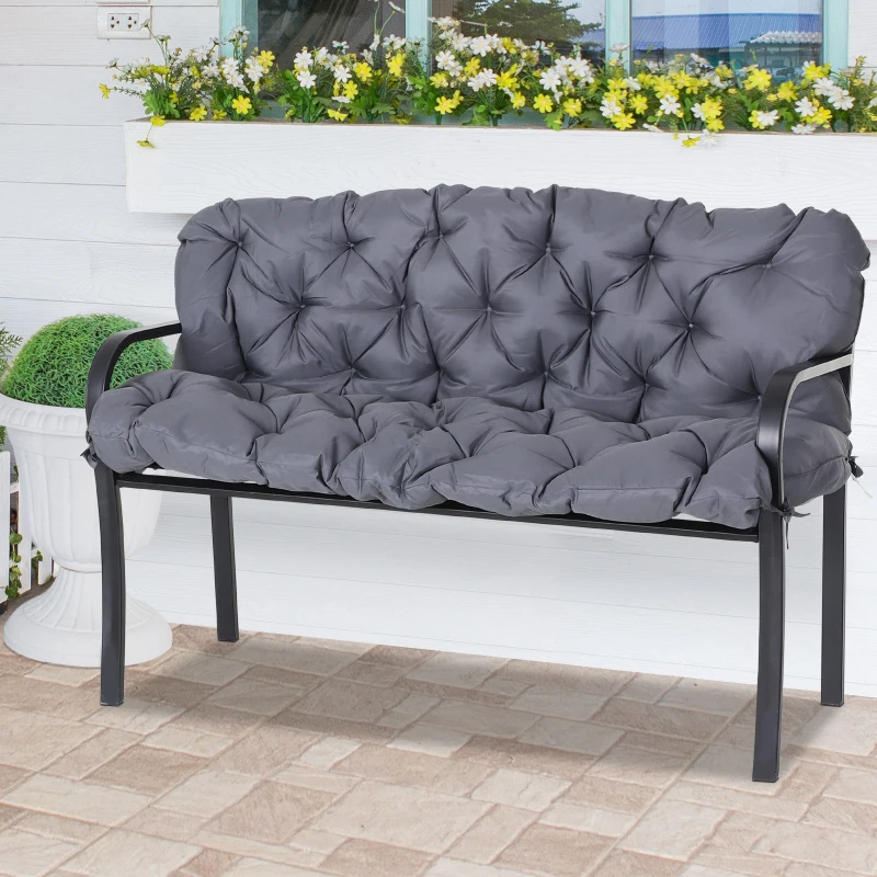 Outsunny Sitzkissen Rückenkissen für Gartenbank Schaukel Gartensofa 2-Sitzer Großer Komfort 132 x 110 x 10 cm Grau