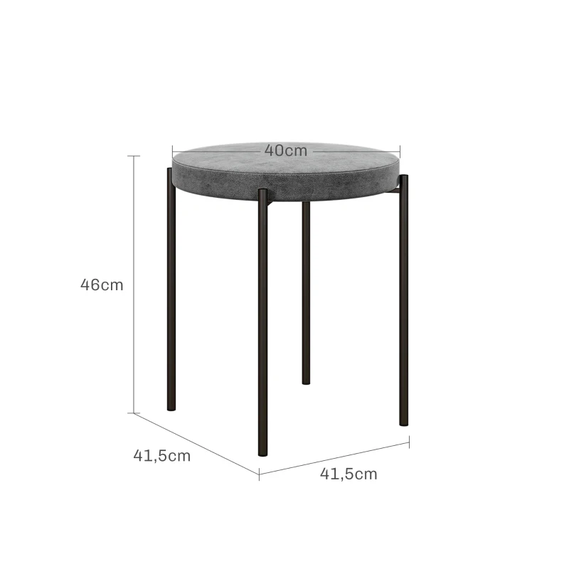HOMCOM Ensemble de 4 tabourets de cuisine, empilables, style velours, jusqu'à 100 kg, cadre en acier, 41,5 x 41,5 x 46 cm, Gris foncé