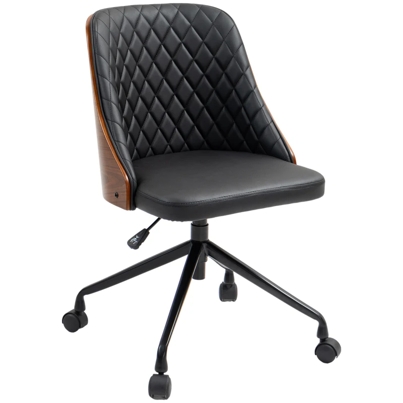 Vinsetto Chaise de Bureau Chaise Pivotante Chaise de Bureau à Domicile Chaise de Bureau Ergonomique Réglable en Hauteur 360° Roulettes Mousse PU Noir 48,5 x 54,5 x 81-87 cm