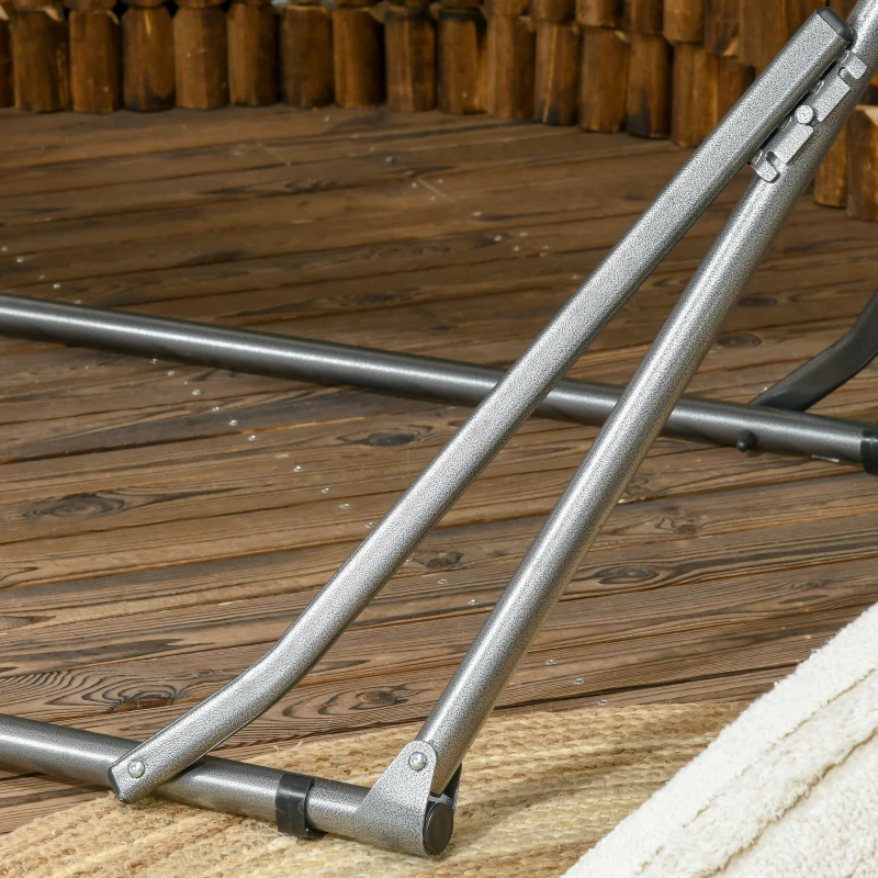 Outsunny Gartenklapp-Hängematte Wäscheständer mit gebogenem Metallgestell Epoxy-Hängematte auf Ständer 1 Platz Maximale Belastung 120 kg