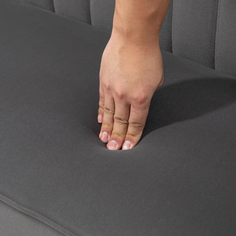 HOMCOM Canapé design rétro 2 places, pieds en bois, 117 cm x 56,5 cm x 77 cm, Gris foncé