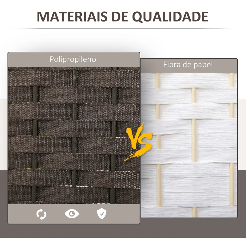 HOMCOM Biombo de 4 Painéis Separador de Ambientes Dobrável 160x170 cm para Sala de Estar Dormitório Escritório Marrom