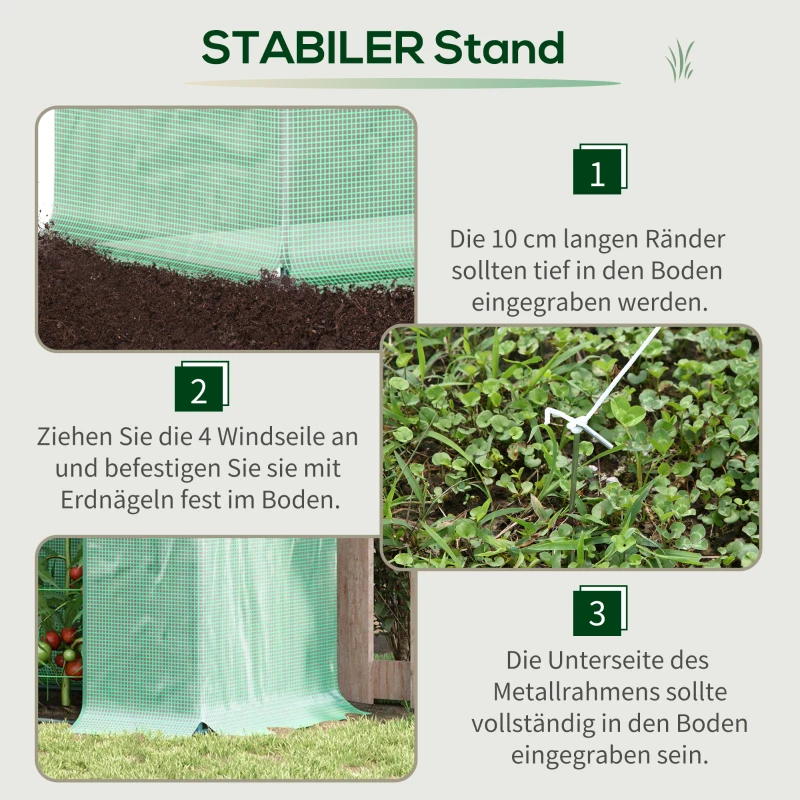 Outsunny Foliekas, kweekkas met roldeur, zijvenster, voor tuin, van staal, kunststof, 200 x 76 x 168 cm, Groen