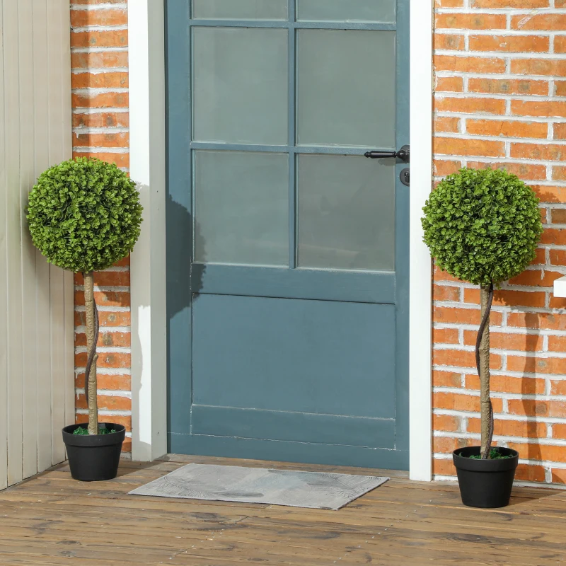 HOMCOM Kunsteucalyptusboom, Set van 2, Inclusief Pot, Onderhoudsvriendelijk, 90 cm