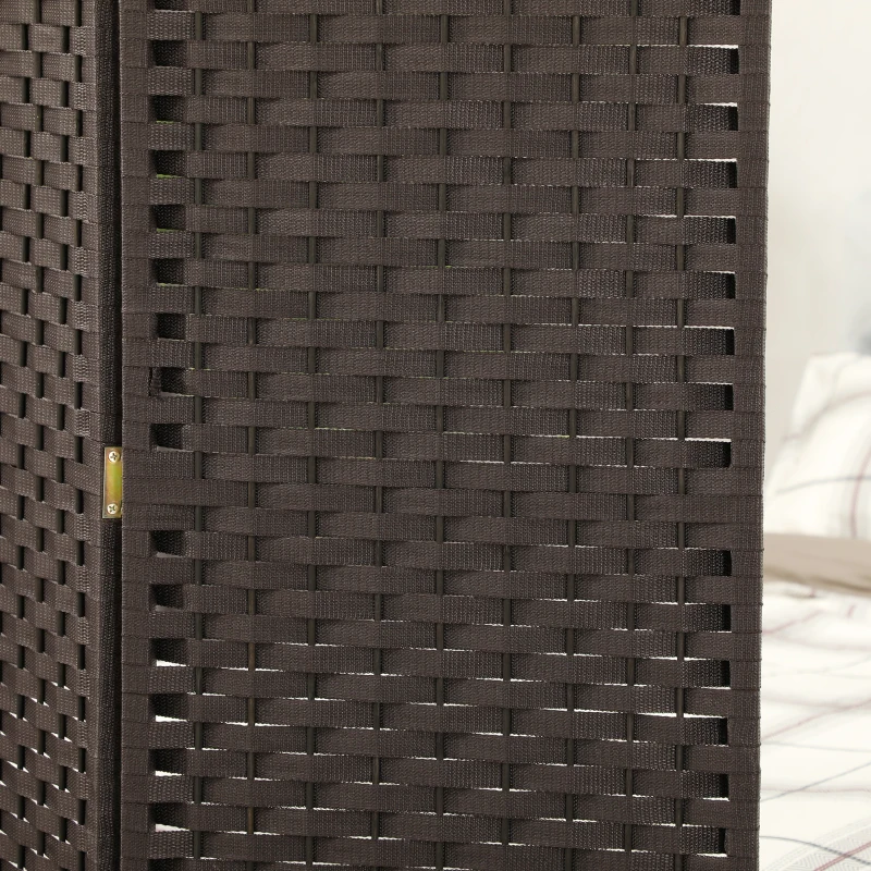 HOMCOM Biombo de 4 Painéis Separador de Ambientes Dobrável 160x170 cm para Sala de Estar Dormitório Escritório Marrom