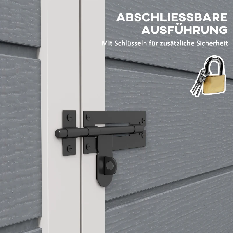 Outsunny Schowek na Narzędzia z Zamkiem, Okno dla Światła Dziennego i Wentylacją, Aluminium, 122 x 149 x 192/177 cm, Szary