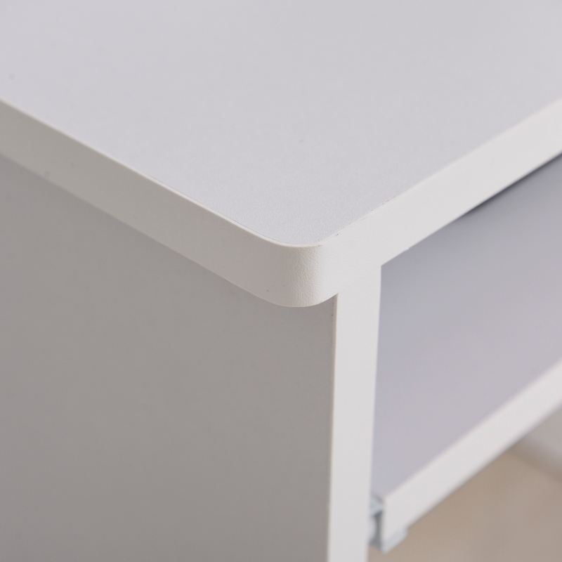 Vinsetto Scrivania Moderna con Mensola per Tastiera e Cassetto in Tessuto, 100x40x86.6cm, Bianco e Nero