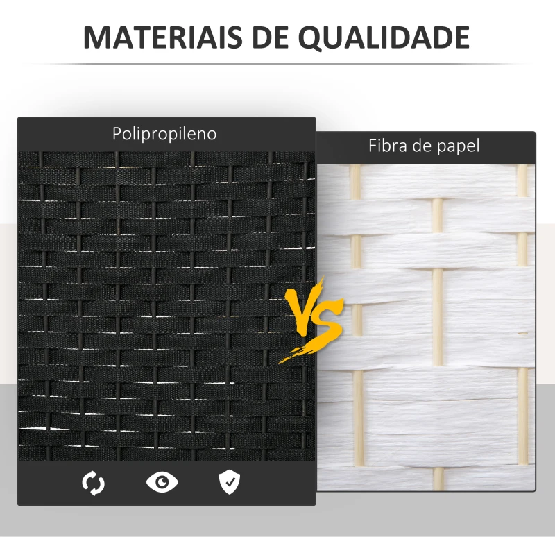HOMCOM Biombo de 6 Painéis Separador de Ambientes Dobrável 240x170 cm para Sala de Estar Dormitório Escritório Preto