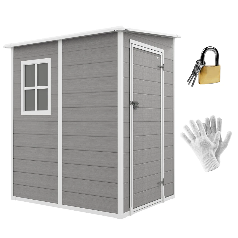 Outsunny Tuinschuur Metaal, Aluminium, Ruime Tuinschuur Met Slot, Ventilatie En Daglicht, 122x149x192/177 Cm, Grijs(m-12)