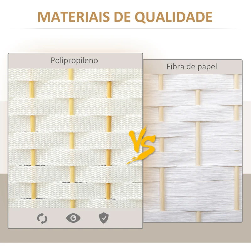 HOMCOM Biombo de 4 Painéis Separador de Ambientes Dobrável 160x170 cm para Sala de Estar Dormitório Escritório Branco