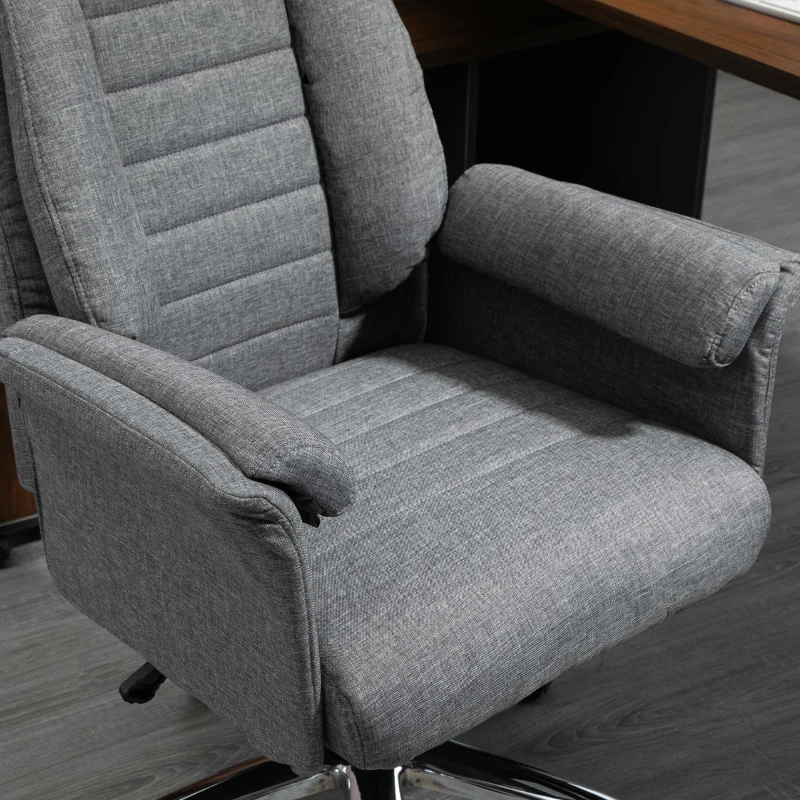 HOMCOM High Back Double-Tier Armrest Office Chair Grey
