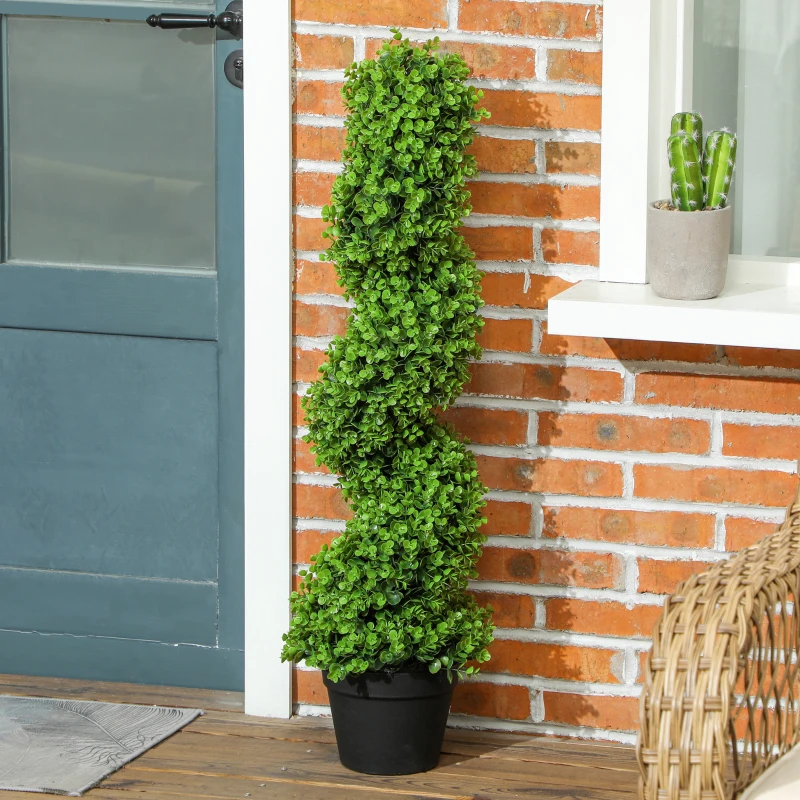 HOMCOM Zestaw 2 Dekoracyjnych Roślin, Sztuczne Rośliny w Doniczkach, Sztuczna Zielenina do Domu, Wewnątrz, Na Zewnątrz, 90 cm, Zielone