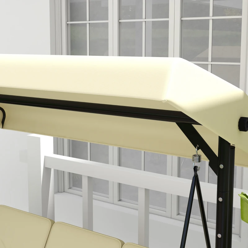 Outsunny Schommelbank, Hollywoodschommel met Zonnescherm, Tuinschommel, Verandaschommel, 3-zits, Schommelbed