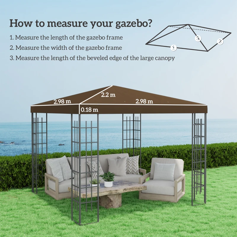 Outsunny Copertină pentru Pergolă, Acoperiș de Înlocuire pentru Pergolă cu Orificii de Scurgere, 298x298 cm, Maro