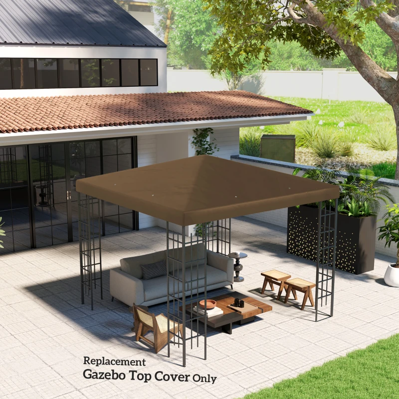 Outsunny Copertină pentru Pergolă, Acoperiș de Înlocuire pentru Pergolă cu Orificii de Scurgere, 298x298 cm, Maro
