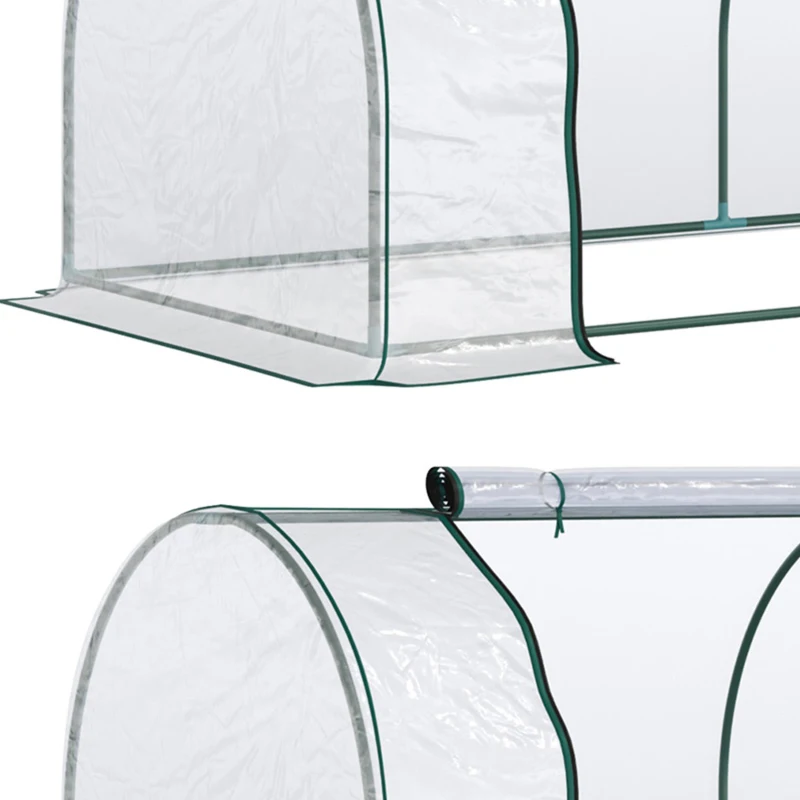 Outsunny Set of 2 Tunnel Greenhouse, Green Grow House with Roll-up Door, Steel Frame, Plastic Cover for Garden, Outdoor, 250 x 100 x 80cm, Clear