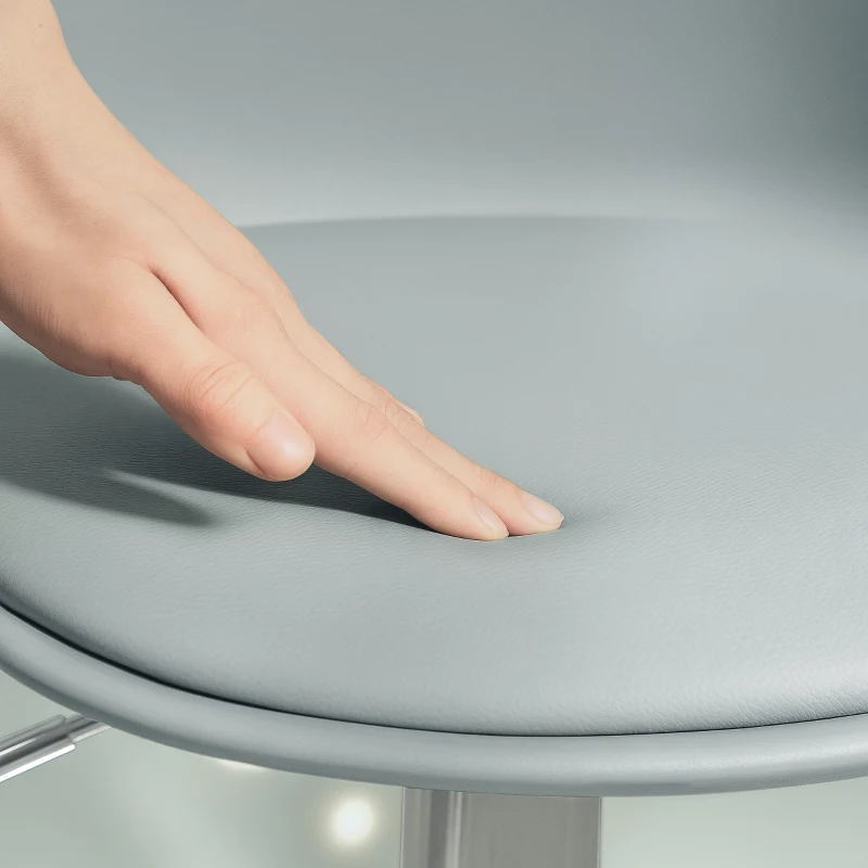 HOMCOM 2-delige Barkrukset, Barkrukken, Draaistoelen met rugleuning, in hoogte verstelbaar, tot 120 kg belastbaar, 42 x 38 x 82-104 cm, Grijs