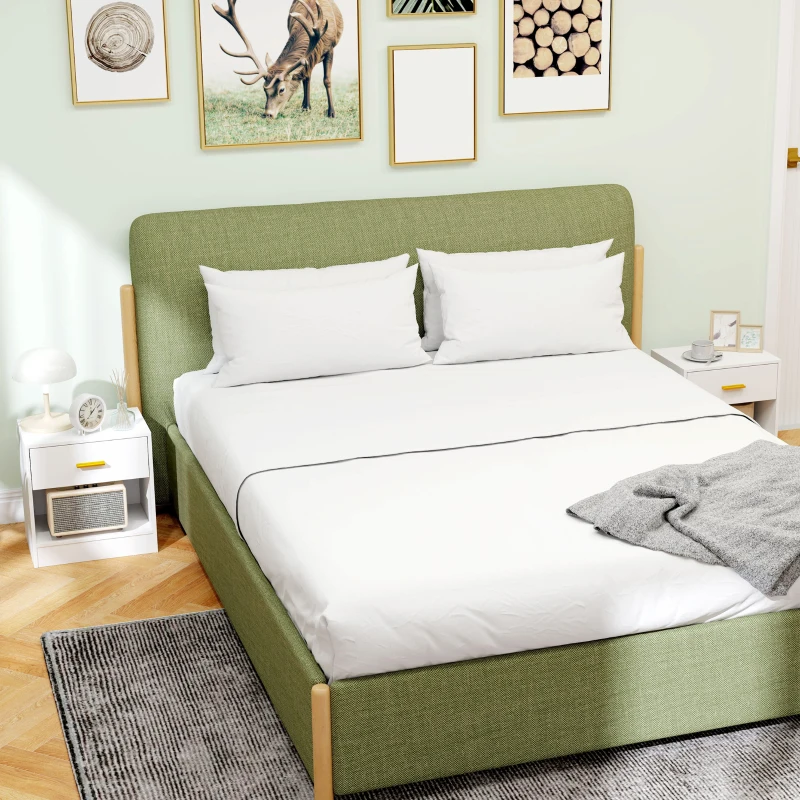 Homcom Set 2 Noptiere Moderne – Alb, cu Sertar & Raft Deschis