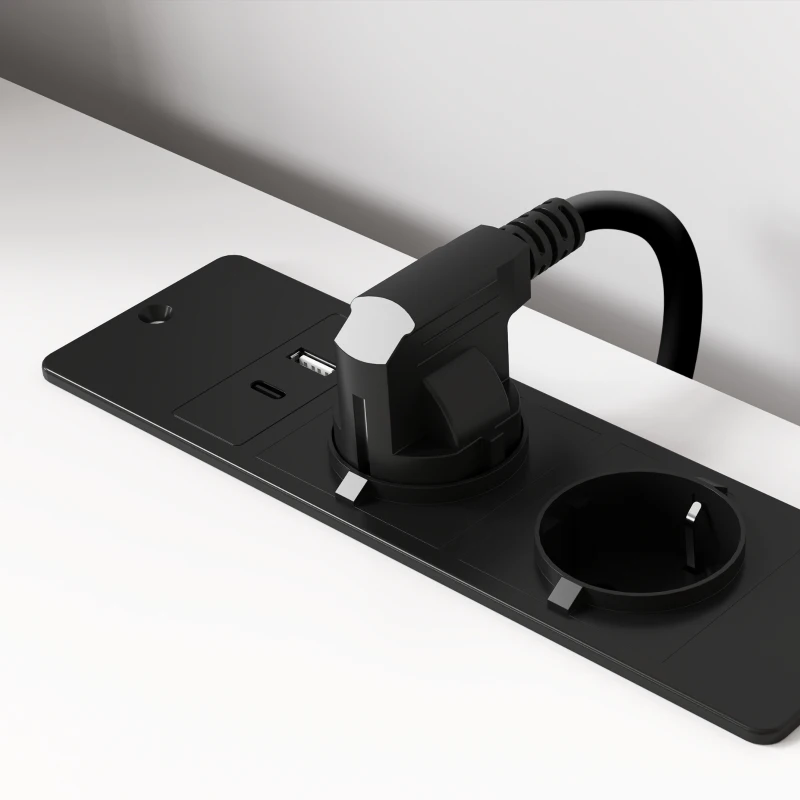 Homcom Birou Computer – Alb/Negru cu Rafturi Reversibile & USB Integrat