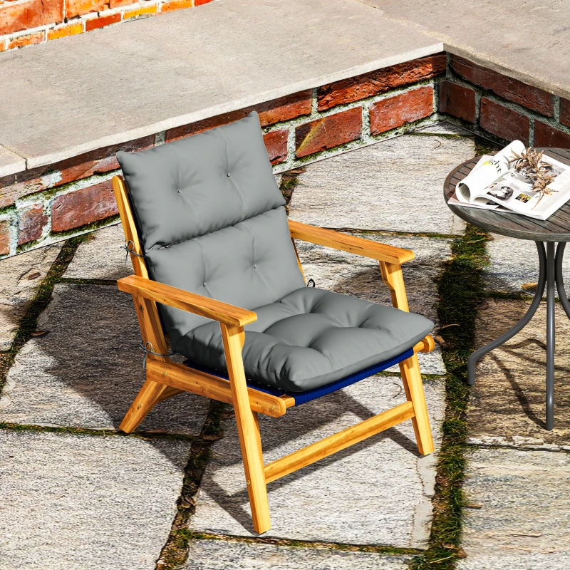 Outsunny Zitkussen, Dik Kussen voor Zitmeubels, met Rugleuning, Schommelstoelkussen, voor Binnen en Buiten, Lichtgrijs