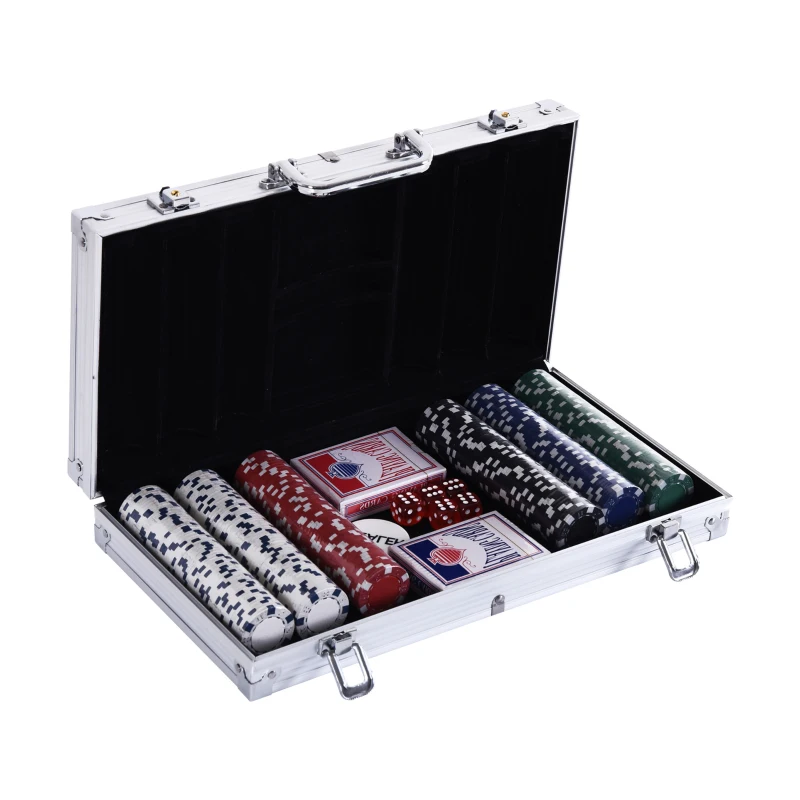 Set completo da poker - Valigetta in alluminio nero con 300 fiches