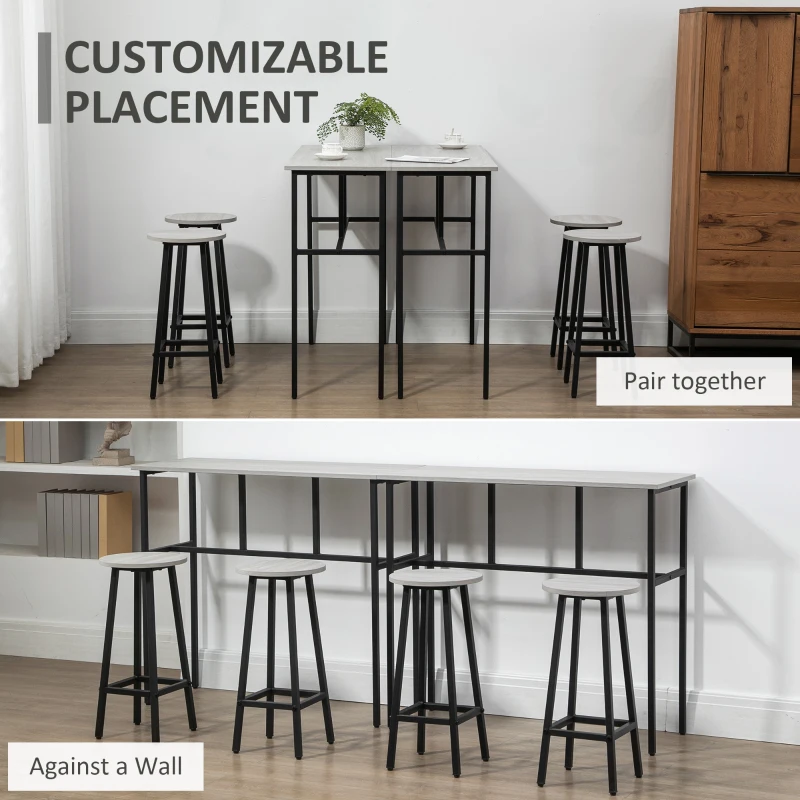 Homcom Set Bar 6 Piese – 4 Scaune & 2 Mese, Design Modern