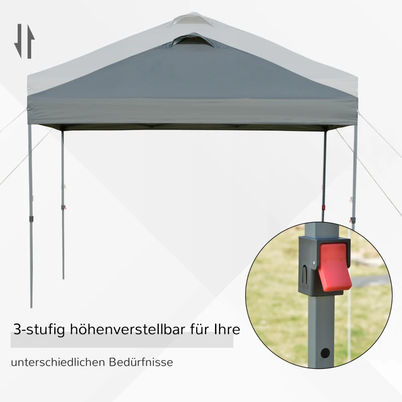 Outsunny Garten-Pavillon, Faltpavillon, Festzelt, Gartenzelt inkl. Heringe Abspannseile, Oxfordstoff, 2,95 x 2,95 x 2,64 m, Grau