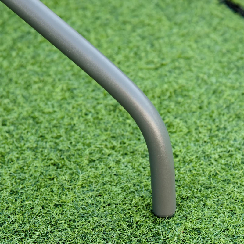 Outsunny Tavolo da Giardino con Foro per Ombrellone, Arredamento da Esterno in Metallo e Vetro 140x80x70cm Grigio