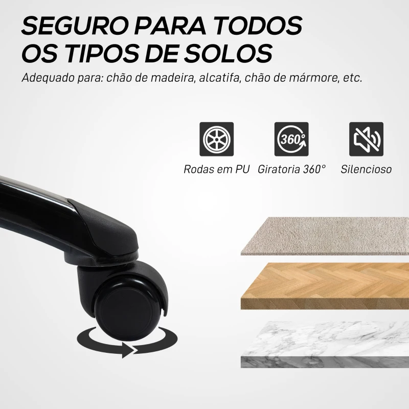 HOMCOM Cadeira Gaming com Altura Ajustável e Suporte Lombar para Casa Escritório 61x63x111-120,5 cm Cinzento