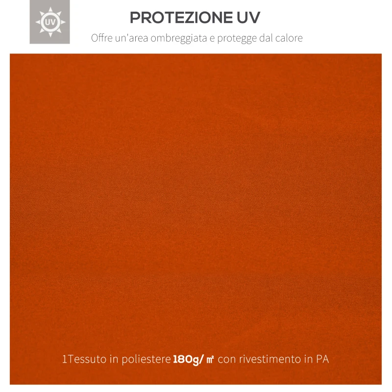 Outsunny Copertura per Gazebo 3x3 m a 2 Livelli in Poliestere Resistente con 8 Fori di Drenaggio, Rosso Ruggine