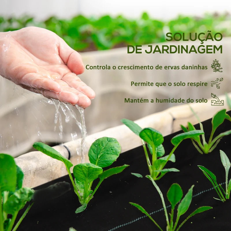 Outsunny Rolo de Malha Anti-Ervas 2x25 m Malha Geotêxtil 60 g/m² para Controlo de Ervas Daninhas de Jardim Malha Anti-Ervas Preta