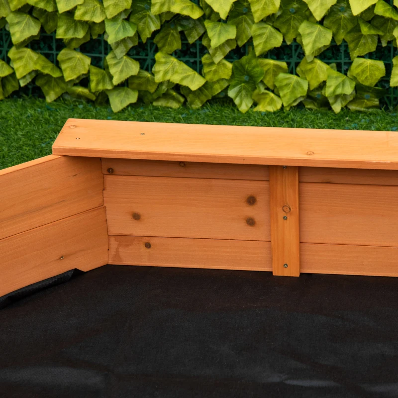 Outsunny Sabbiera per Bambini in Legno con Sedili e Copertura, Età 3-8 Anni, 139.5x139.5x21.5cm