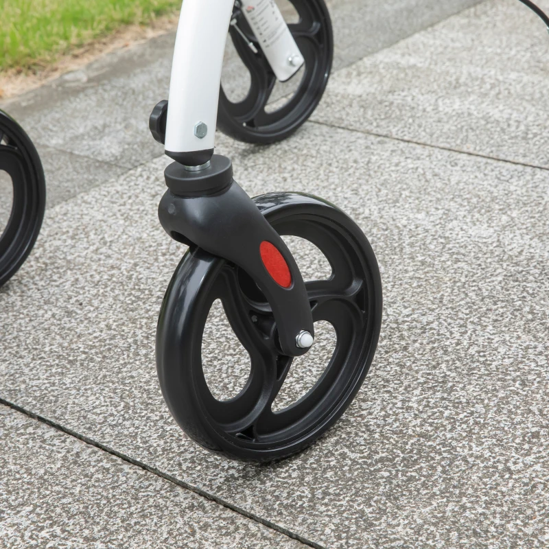 HOMCOM Andarilho para Idosos Dobrável de Alumínio com Altura Ajustável Travão e Bolsa de Transporte 64,5x54x90-102 cm Preto e Branco