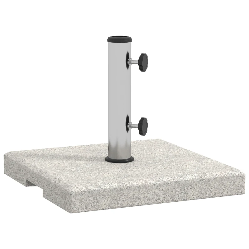 Outsunny Base per Ombrellone da Giardino 25kg per Pali da Ø32mm, Ø38mm e Ø48mm, in Granito e Acciaio Inox, 38x38x38 cm, Grigia