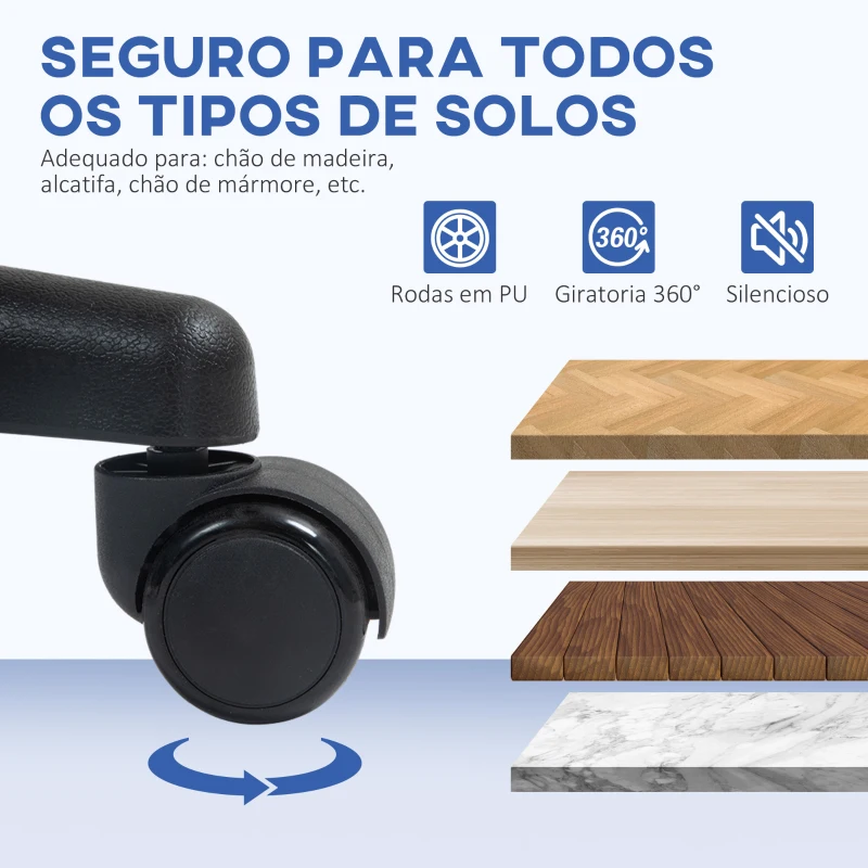 HOMCOM Cadeira de Escritório sem Apoio para os Braços com Encosto de Malha Respirável Altura Ajustável 43x48x78-88 cm Azul