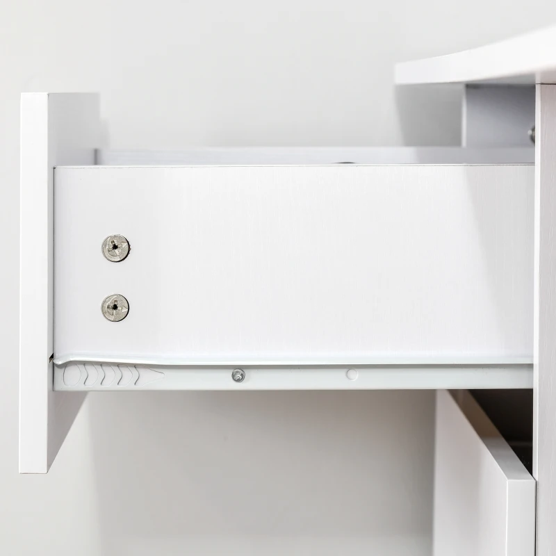 HOMCOM Birou modern cu 3 Sertare si Rafturi in Lemn Alb 120x49x72cm(m-7)