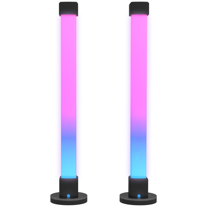 HOMCOM Zestaw 2 lamp LED, lampka stołowa z kontrolą przez aplikację i pilota, synchronizacja z muzyką, tryby kolorów, timer, biały