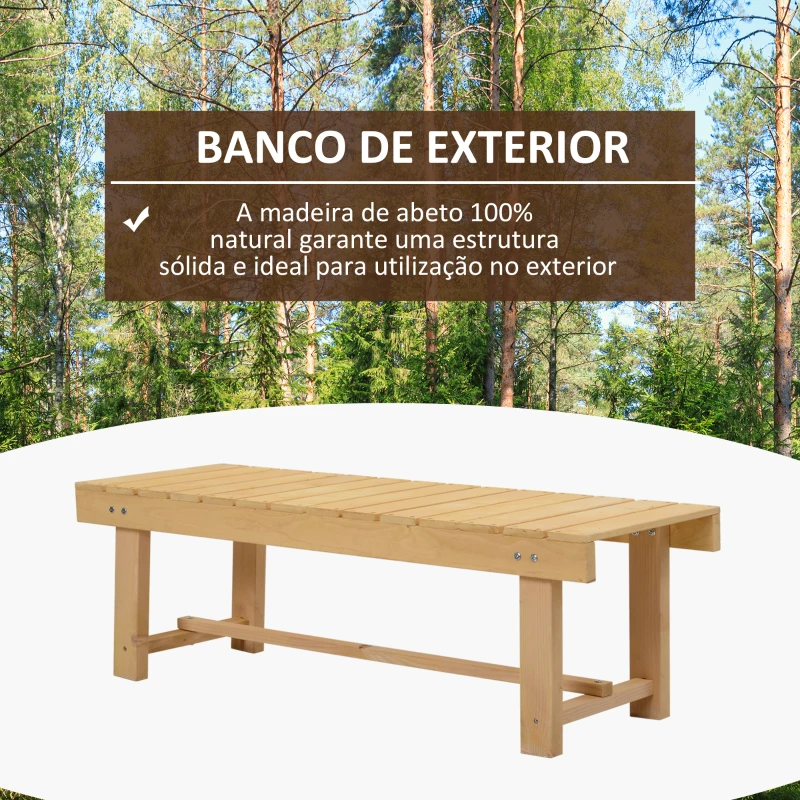 Outsunny Banco de Jardim de 2 Lugares Banco de Madeira Carga 250 kg Banco para Pátio Exterior 110x38x35 cm Madeira