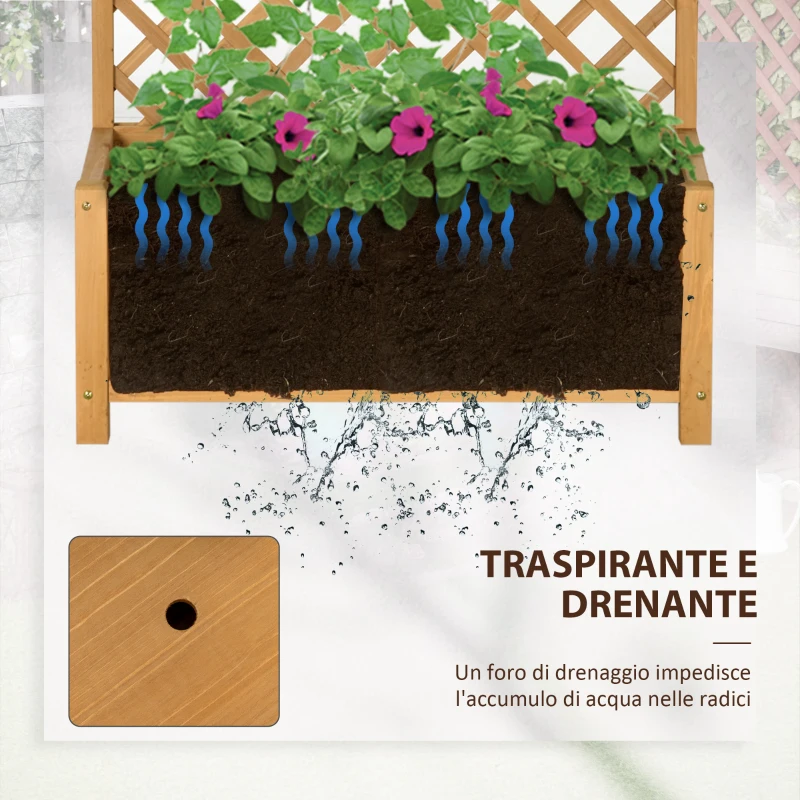 Outsunny Fioriera da Esterno in Legno d'Abete con Design Verticale Rialzato, 90x45x180 cm, Giallo