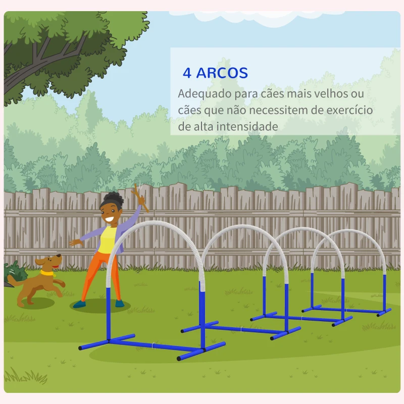 PawHut Conjunto de Treinamento de Agilidade para Cães com 4 Peças com Bolsa de Transporte para Treino Branco e Azul