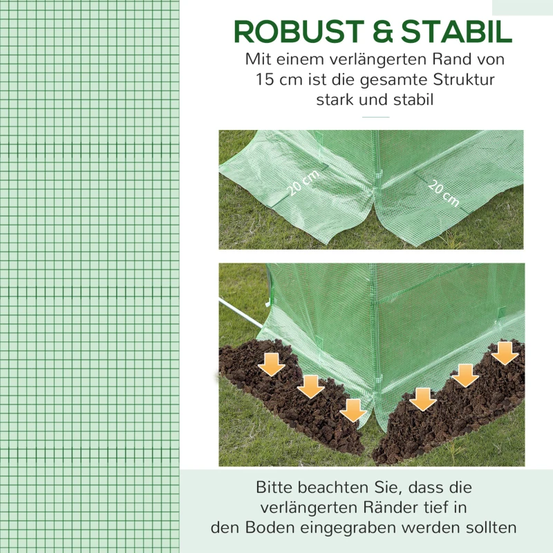 Outsunny Ersatzfolie für 3x3x2 m Gewächshaus, robust, reißfest, 6 Fenster, Tür, Grün(m-5)