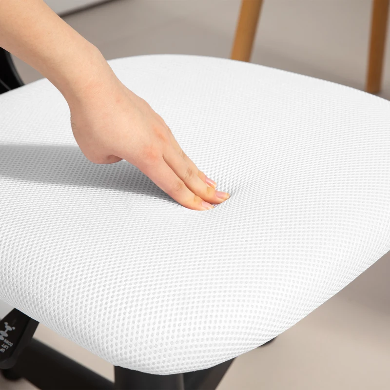HOMCOM Cadeira de Escritório sem Apoio para os Braços com Encosto de Malha Respirável Altura Ajustável 43x48x78-88 cm Branco
