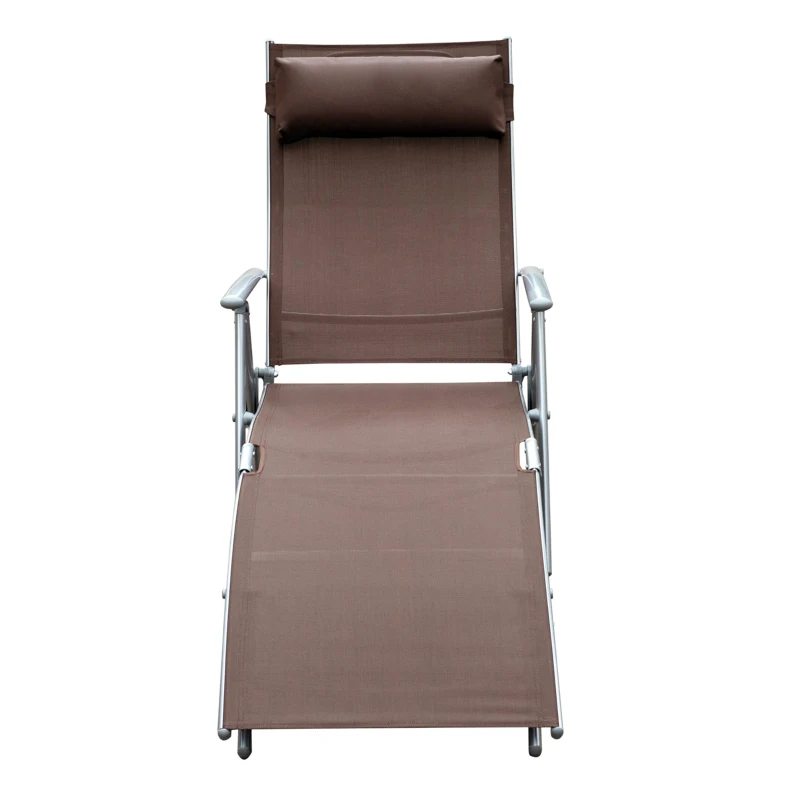 Outsunny Sdraio da Giardino Pieghevole con Cuscino, Schienale con 7 Reclinazioni, 137x63.5x100.5cm, Marrone